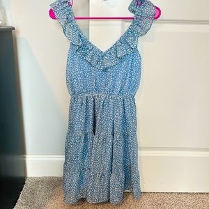 Pink Lily Floral Blue Dress